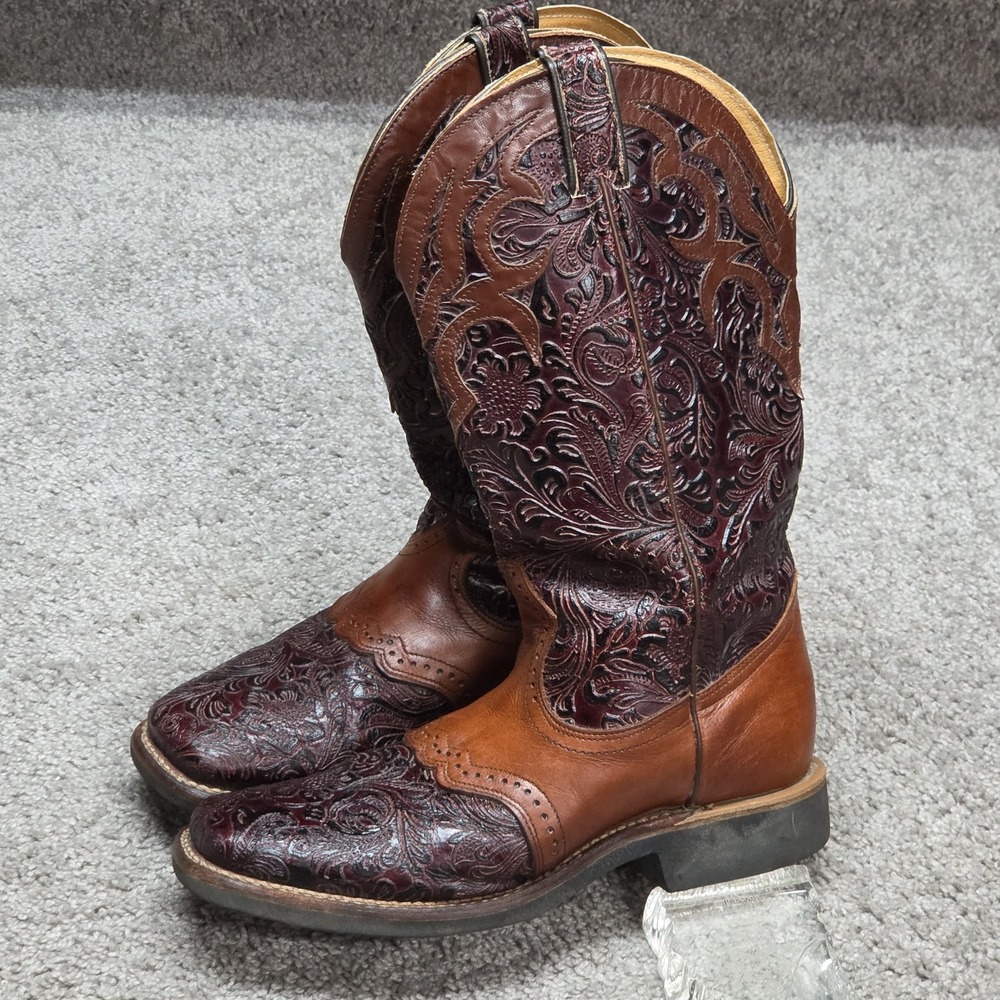 Boulet Cowboy Boots Womens 8.5 Brown Leather Coastal Cowgirl Western Canada - Picture 3 of 12